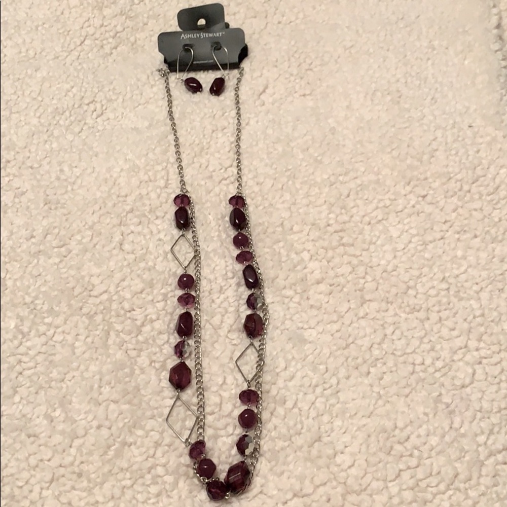 Purple Silver Necklace/Earring